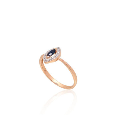 Gold ring 1101172(Au-R+PRh-W)_DI+SA, Red Gold 585°, Rhodium (Plating) , Diamonds , Sapphire