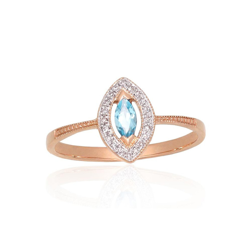 Gold ring 1101172(Au-R+PRh-W)_DI+TZLB, Red Gold 585°, Rhodium (Plating) , Diamonds , Sky Blue Topaz
