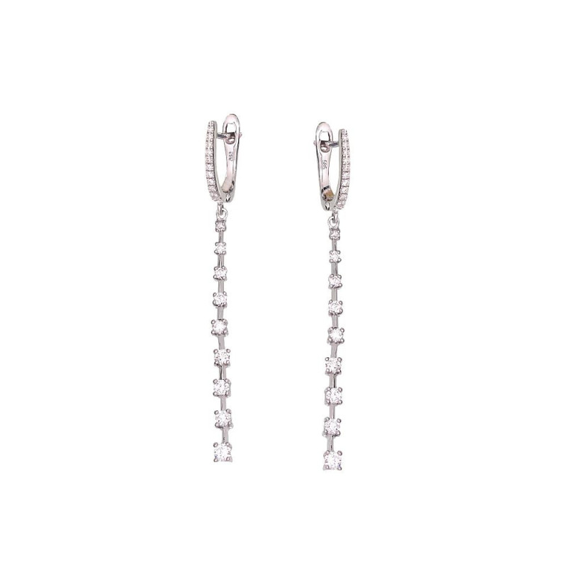 Gold earrings with 'english' lock 1201668(Au-W)_DI, White Gold 585°, Diamonds