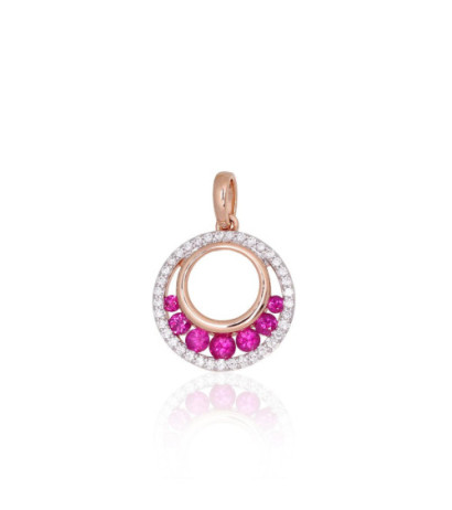 Zelta kulons 1301070(Au-R+PRh-W)_DI+RB, Sarkanais Zelts 585°, rodijs (pārklājums) , Briljanti , Rubīns