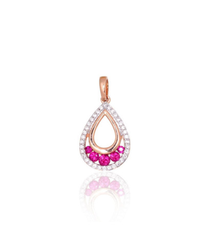 Gold pendant 1301071(Au-R+PRh-W)_DI+RB, Red Gold 585°, Rhodium (Plating) , Diamonds , Ruby