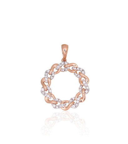Gold pendant 1301072(Au-R+PRh-W)_DI, Red Gold 585°, Rhodium (Plating) , Diamonds