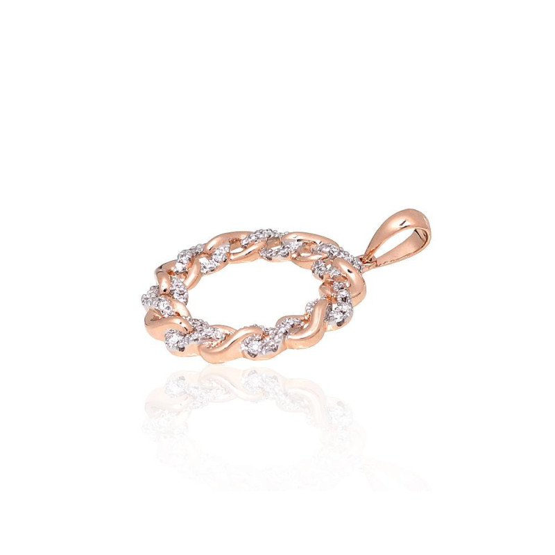Gold pendant 1301072(Au-R+PRh-W)_DI, Red Gold 585°, Rhodium (Plating) , Diamonds