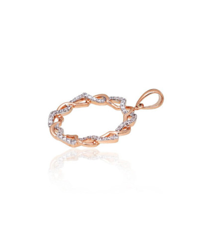 Gold pendant 1301073(Au-R+PRh-W)_DI, Red Gold 585°, Rhodium (Plating) , Diamonds