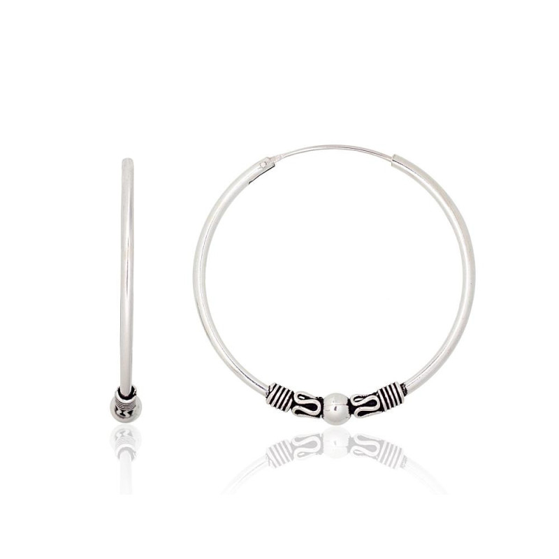 Sidabriniai auskarai –žiedai 2203995(POx-Bk), Sidabras 925°, oksidas (padengti)