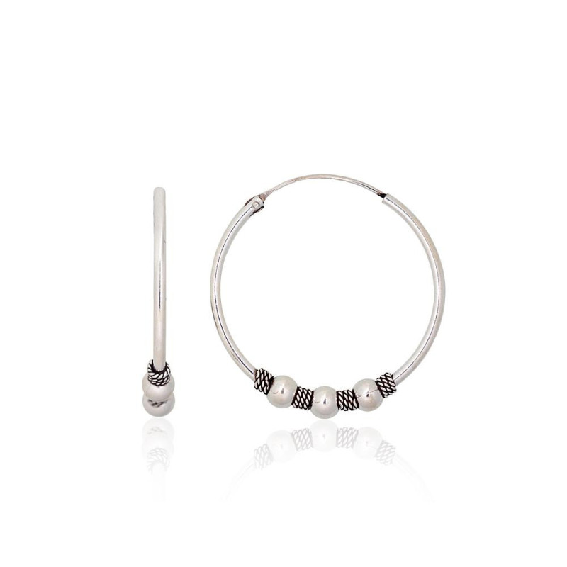 Sudraba auskari-riņķīši 2203997(POx-Bk), Sudrabs 925°, oksids (pārklājums)