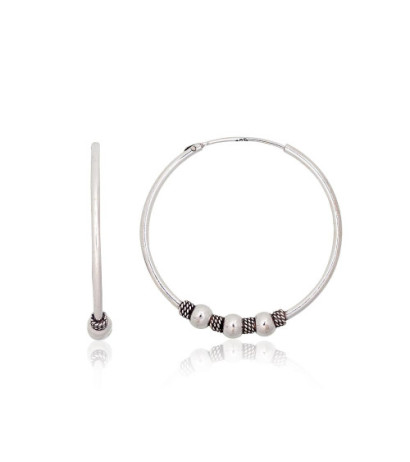 Sidabriniai auskarai –žiedai 2203998(POx-Bk), Sidabras 925°, oksidas (padengti)