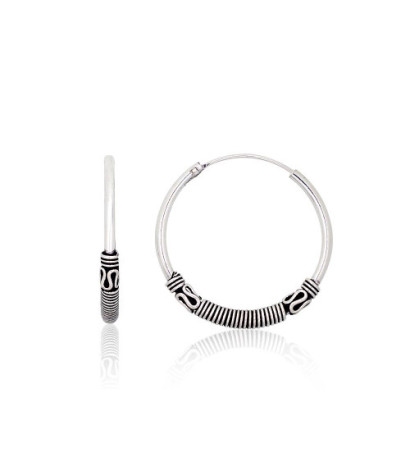 Silver earrings-rings 2204001(POx-Bk), Silver 925°, oxide (Plating)