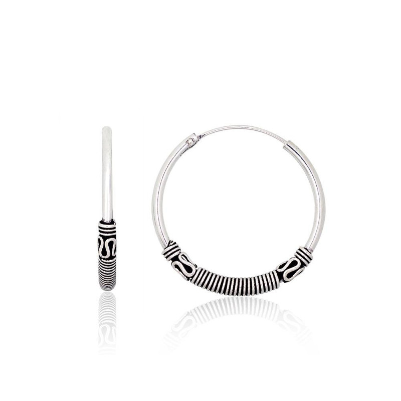 Sudraba auskari-riņķīši 2204001(POx-Bk), Sudrabs 925°, oksids (pārklājums)