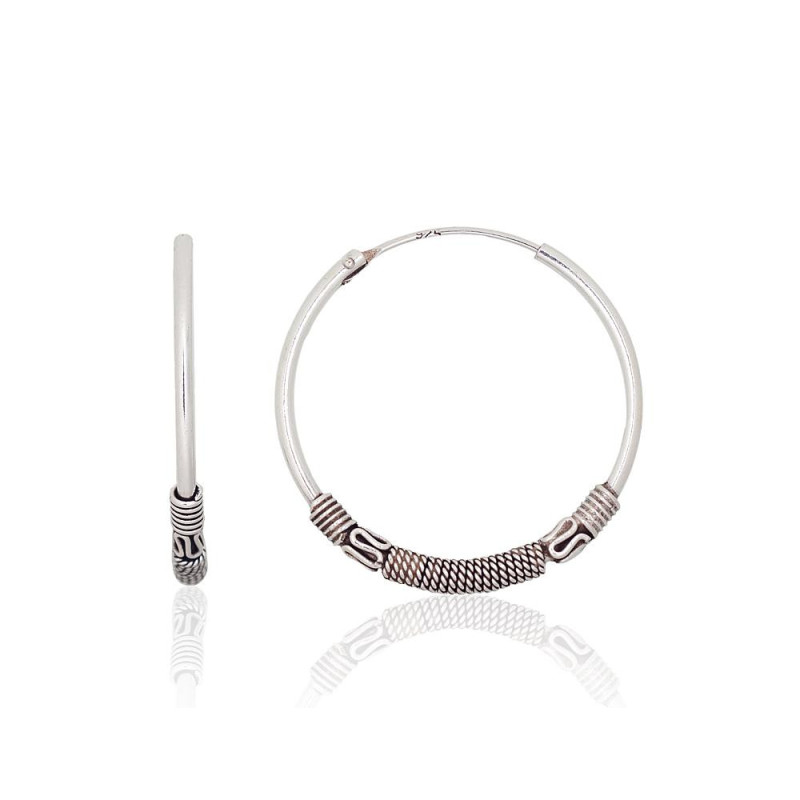 Silver earrings-rings 2204002(POx-Bk), Silver 925°, oxide (Plating)