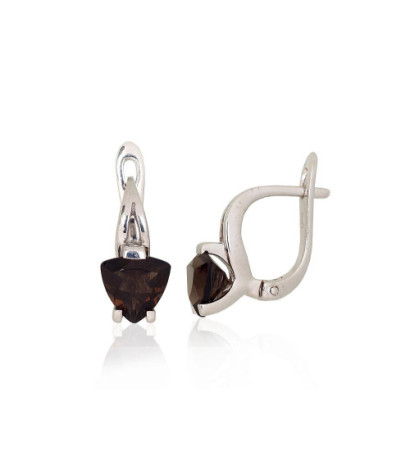 Silver earrings 2204052(PRh-Gr)_KZSM, Silver 925°, Rhodium (Plating), Smoky Quarz