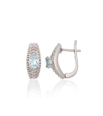 Silver earrings 2204076(PRh-Gr)_TZLB, Silver 925°, Rhodium (Plating), Sky Blue Topaz