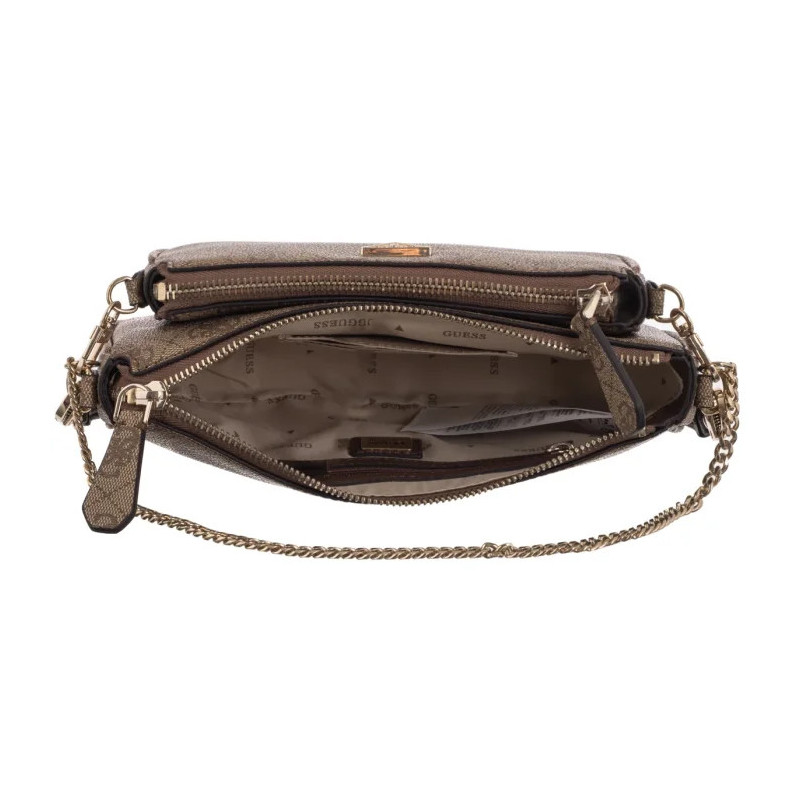 Guess Noelle II Dbl Pouch Crossbody HWBG96 72710 Latte Logo/Brown (GU758-b) rokassoma