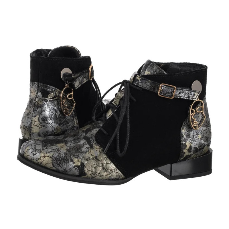 Maciejka Czarne Kwiaty 5743A-03/00-8 (MA1407-a) shoes