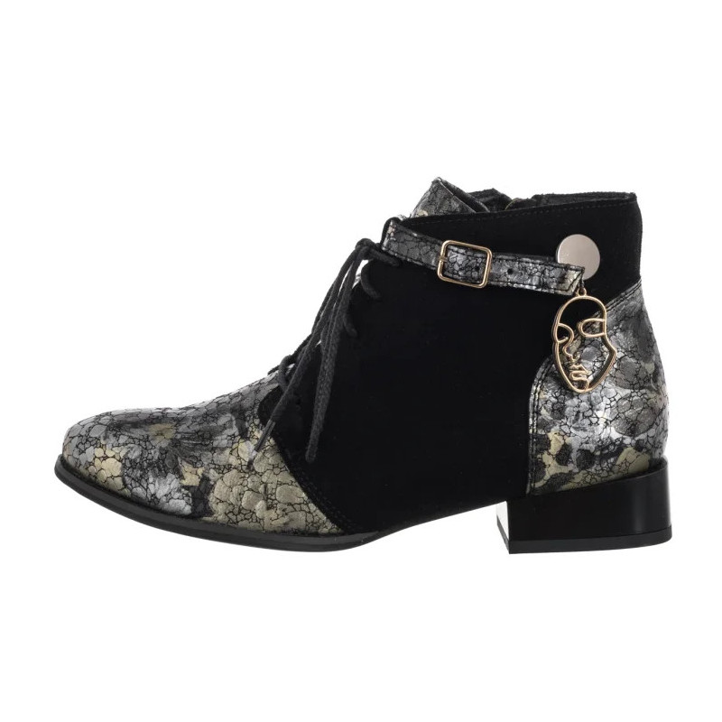 Maciejka Czarne Kwiaty 5743A-03/00-8 (MA1407-a) shoes