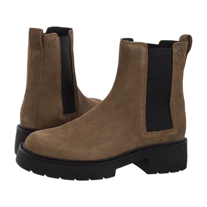 Calvin Klein Chunky Chelsea Boot Suede Classic Taupe YW0YW02071 ADH (CK691-a) kurpes