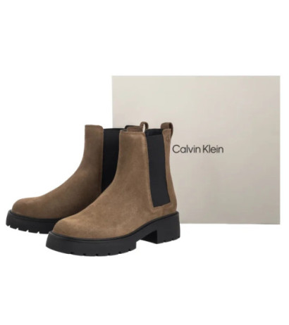 Calvin Klein Chunky Chelsea Boot Suede Classic Taupe YW0YW02071 ADH (CK691-a) shoes