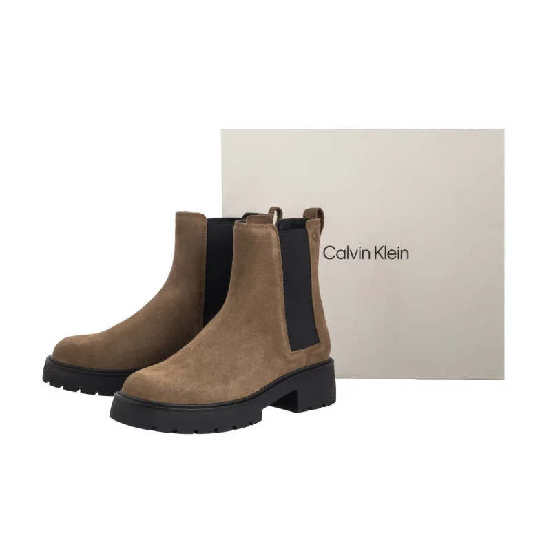 Calvin Klein Chunky Chelsea Boot Suede Classic Taupe YW0YW02071 ADH (CK691-a) kurpes