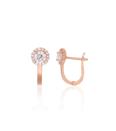 Zelta auskari ar 'angļu' slēdzēju 1201701(Au-R)_CZ, Sarkanais Zelts 585°, Cirkoni