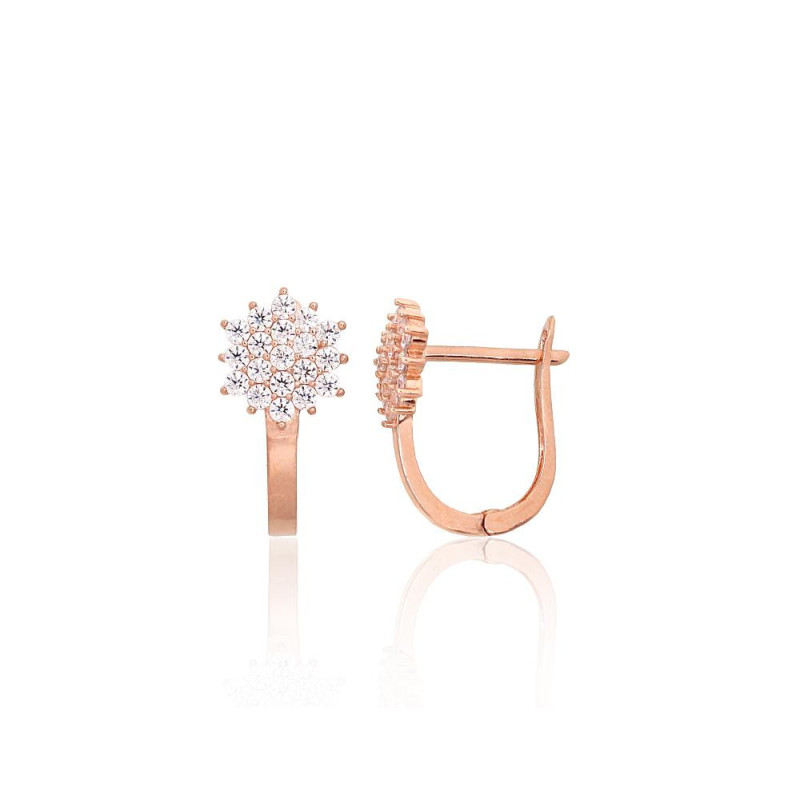 Zelta auskari ar 'angļu' slēdzēju 1201703(Au-R)_CZ, Sarkanais Zelts 585°, Cirkoni