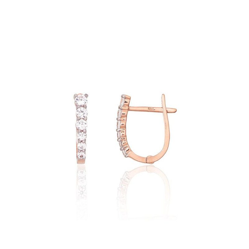 Zelta auskari ar 'angļu' slēdzēju 1201704(Au-R+PRh-W)_CZ, Sarkanais Zelts 585°, rodijs (pārklājums) , Cirkoni