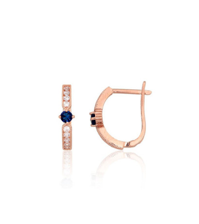 Gold earrings with 'english' lock 1201705(Au-R)_CZ+CZ-B, Red Gold 585°, Zirkons