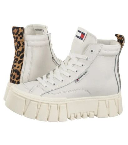 Tommy Hilfiger Tjw Vulc Flatform Leopard Ecru EN0EN02858 YBL (TH1402-a) kurpes
