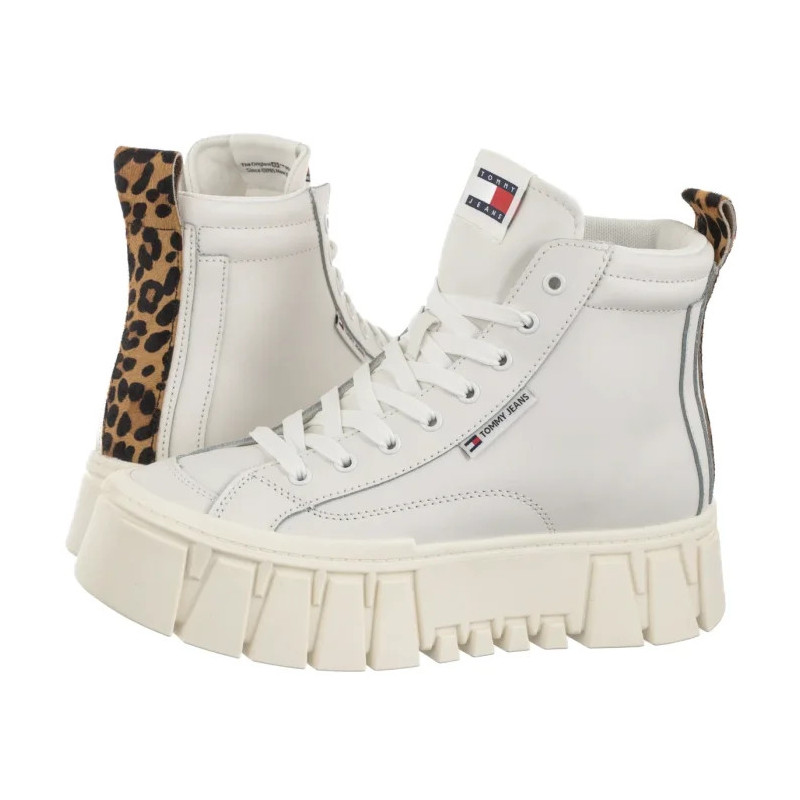 Tommy Hilfiger Tjw Vulc Flatform Leopard Ecru EN0EN02858 YBL (TH1402-a) batai