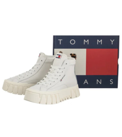 Tommy Hilfiger Tjw Vulc Flatform Leopard Ecru EN0EN02858 YBL (TH1402-a) batai