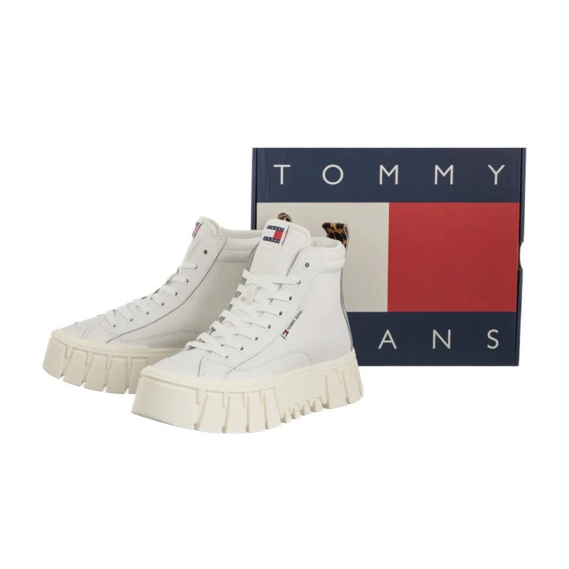 Tommy Hilfiger Tjw Vulc Flatform Leopard Ecru EN0EN02858 YBL (TH1402-a) batai