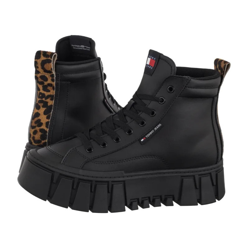 Tommy Hilfiger Tjw Vulc Flatform Leopard Black EN0EN02858 BDS (TH1402-b) batai