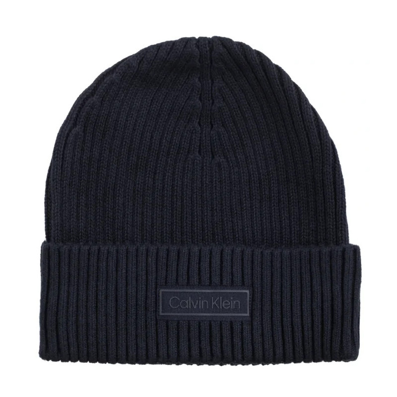 Calvin Klein Patch Chunky Rib Cotton Beanie Dark Sapphire LV04D8053G CEF (CK694-a) vöö