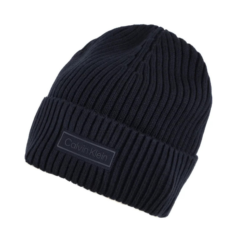 Calvin Klein Patch Chunky Rib Cotton Beanie Dark Sapphire LV04D8053G CEF (CK694-a) cap