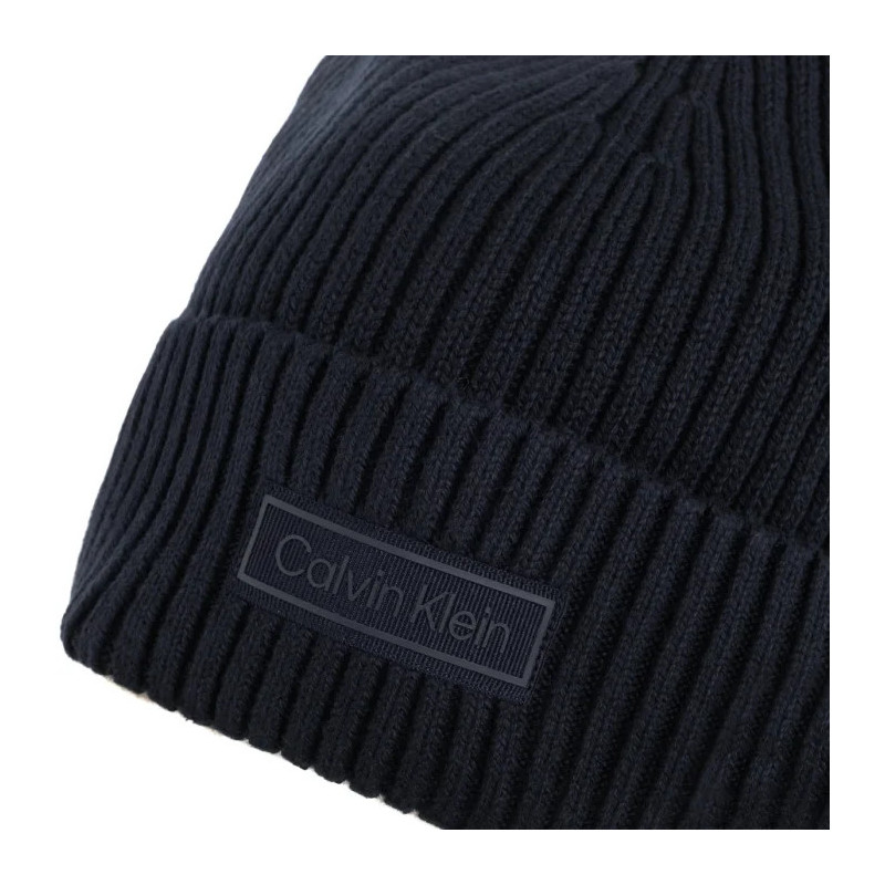 Calvin Klein Patch Chunky Rib Cotton Beanie Dark Sapphire LV04D8053G CEF (CK694-a) cap