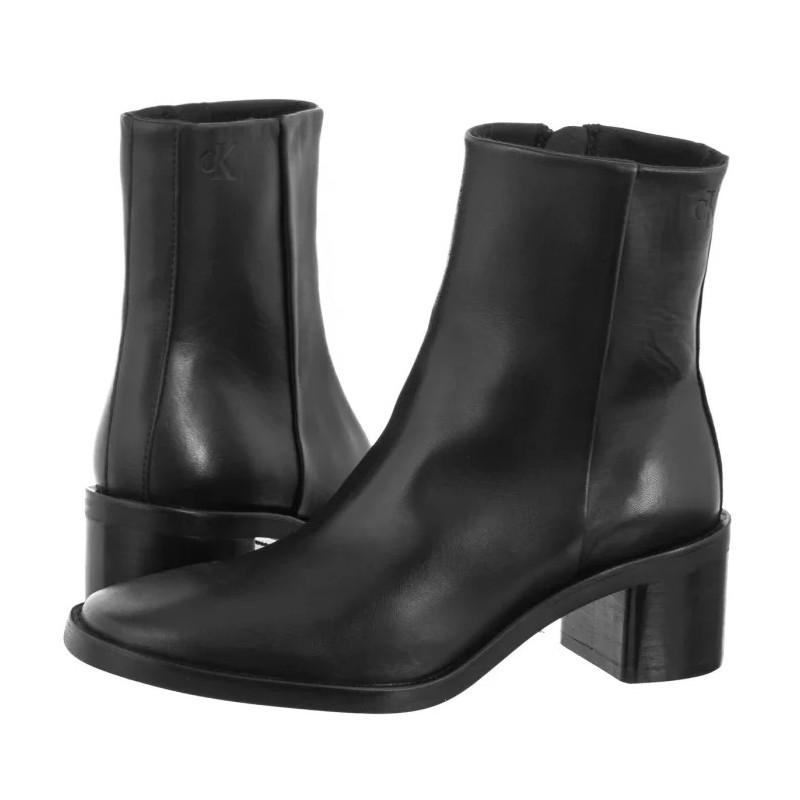 Calvin Klein Block Heel Zip Boot Lth Ck Black HW0HW02593 BEH (CK699-a) batai