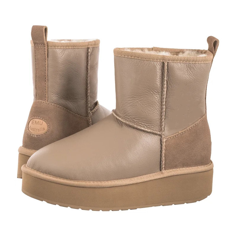 EMU Australia Stinger Mini Flatform Leather Sand W13189 (EM549-a) shoes