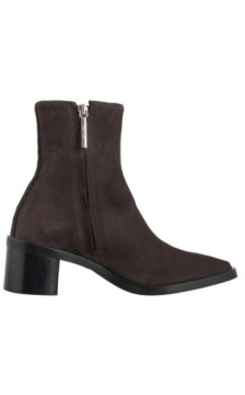 Calvin Klein Block Heel Zip Boot Sue Chocolate Brown HW0HW02592 GBW (CK702-a) kurpes