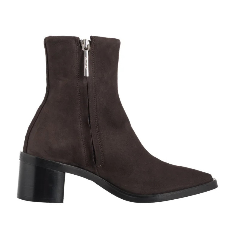 Calvin Klein Block Heel Zip Boot Sue Chocolate Brown HW0HW02592 GBW (CK702-a) kurpes