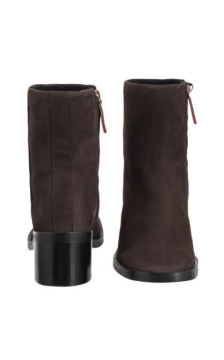 Calvin Klein Block Heel Zip Boot Sue Chocolate Brown HW0HW02592 GBW (CK702-a) kurpes
