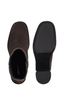 Calvin Klein Block Heel Zip Boot Sue Chocolate Brown HW0HW02592 GBW (CK702-a) kingad