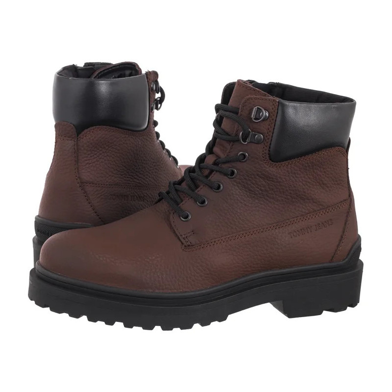 Tommy Hilfiger Tjm Lace Up Boot Leather Legacy Brown EM0EM01629 GV0 (TH1415-a) pārgājienu zābaki