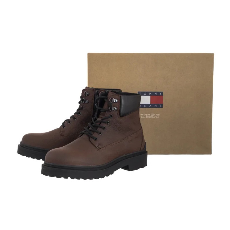 Tommy Hilfiger Tjm Lace Up Boot Leather Legacy Brown EM0EM01629 GV0 (TH1415-a) žygio batai