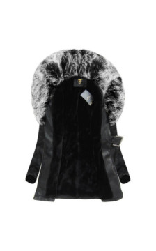 COAT WITH FUR COLLAR BLACK + GREY (5518) striukė