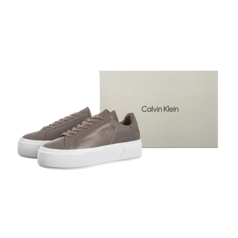 Calvin Klein Flatform Lace Up Lth Mg Desert Taupe/Bright White YW0YW01928 PBO (CK710-b) kurpes