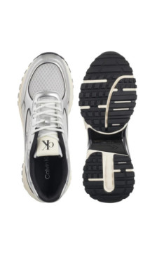 Calvin Klein Hike Runner Laceup Mesh Mix Met Silver/Black/Marshmallow YM0YM01402 0IX (CK708-a) sporta apavi