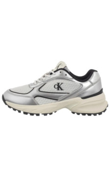 Calvin Klein Hike Runner Lace Up Mesh Mix Met Silver/Black/Bright White YW0YW02063 0IX (CK709-a) sporta apavi