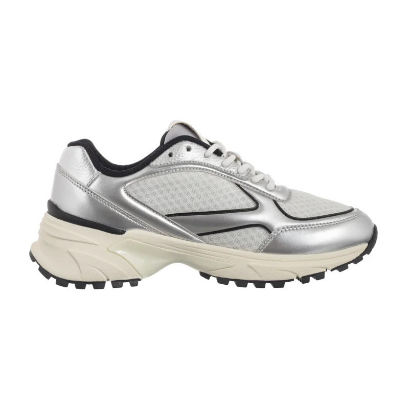 Calvin Klein Hike Runner Lace Up Mesh Mix Met Silver/Black/Bright White YW0YW02063 0IX (CK709-a) sporta apavi