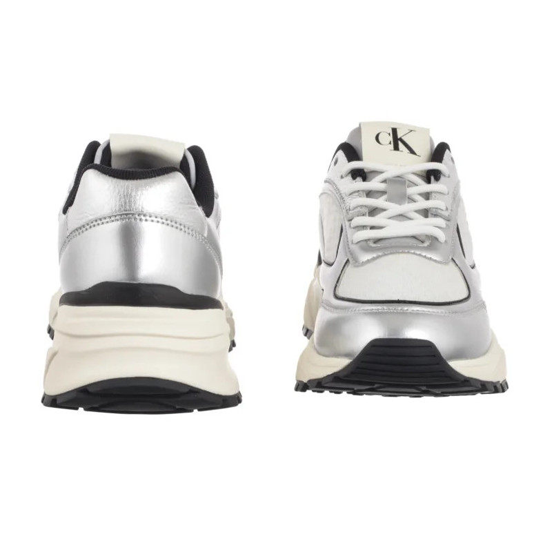 Calvin Klein Hike Runner Lace Up Mesh Mix Met Silver/Black/Bright White YW0YW02063 0IX (CK709-a) sports Shoes