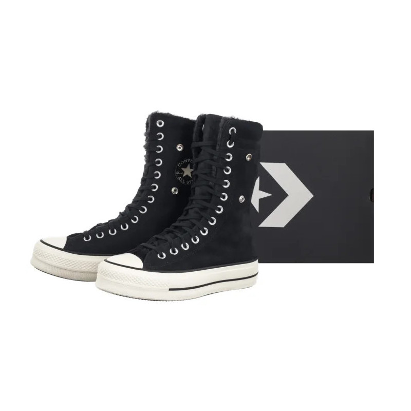 Converse CTAS Fold Over Lift X-Hi Black/Black/Egret A15229C (CO819-a) boots