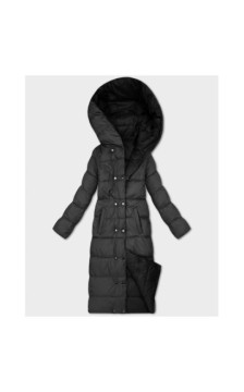 LONG JACKET WITH HOOD BLACK (PM7231) striukė